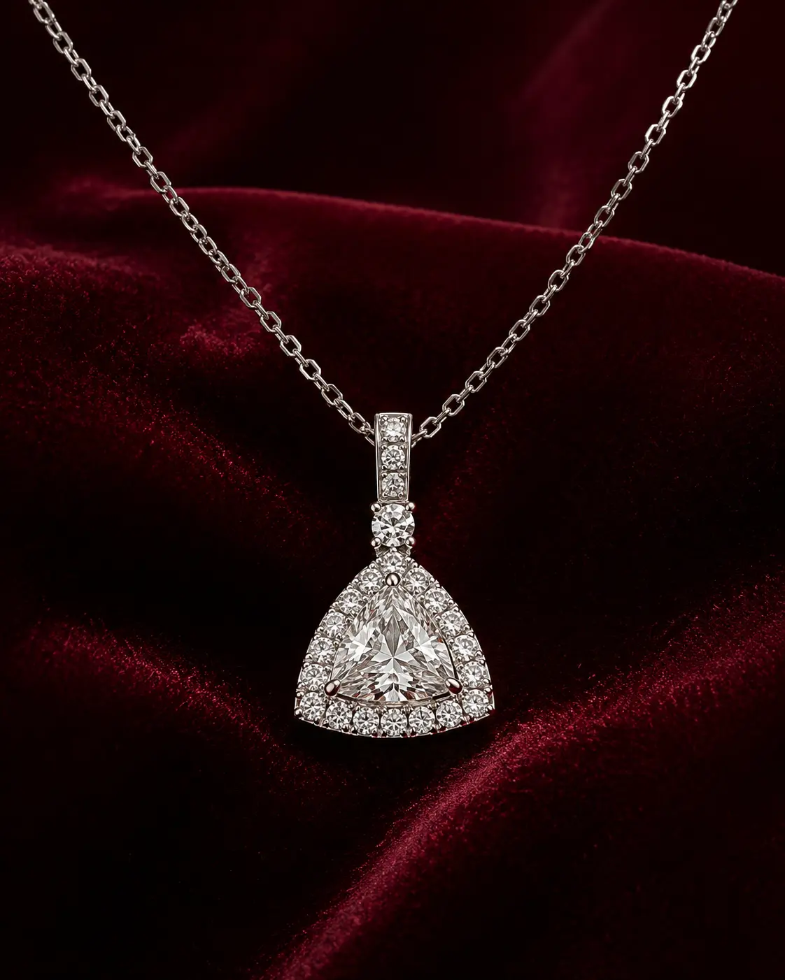 Trillion Diamond Halo Pendant